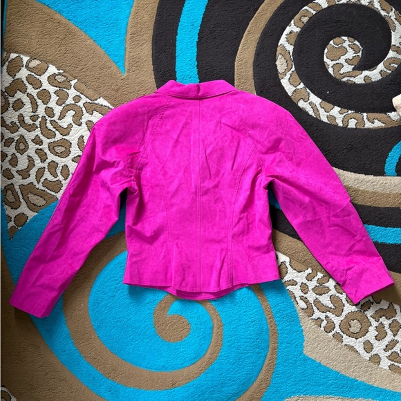 Ultra Suede Hot Pink Double-Breasted Blazer - Picture 2 of 7